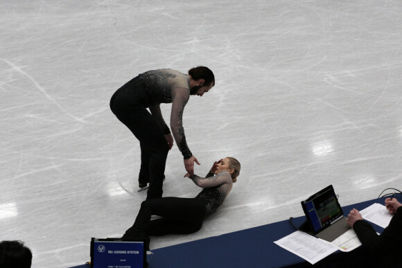 Ashley Cain-Gribble et Timothy Leduc aux Mondiaux de patinage artistique à la Sud de France Arena à Montpellier le 23 mars 2022. Image: Kim Price/CSM