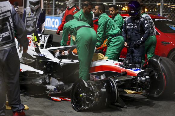 Le pilote allemand Mick Schumacher, fils de Michael Schumacher, a été victime ce samedi d'une très violente sortie de piste lors des qualifications du Grand Prix de Formule 1 d'Arabie saoudite sur le circuit de Jeddah le 26 mars 2022. @ Antonin Vincent/Panoramic/Bestimage 