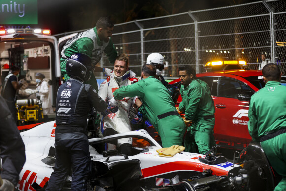 Le pilote allemand Mick Schumacher, fils de Michael Schumacher, a été victime ce samedi d'une très violente sortie de piste lors des qualifications du Grand Prix de Formule 1 d'Arabie saoudite sur le circuit de Jeddah le 26 mars 2022 @ Antonin Vincent/Panoramic/Bestimage 