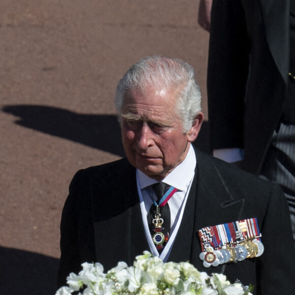 Le prince Charles, prince de Galles - Arrivées aux funérailles du prince Philip, duc d'Edimbourg à la chapelle Saint-Georges du château de Windsor, le 17 avril 2021. 