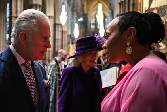 Le prince Charles, prince de Galles, et Camilla Parker Bowles, duchesse de Cornouailles - Les célébrités assistent au Service annuel du Commonwealth à l'abbaye de Westminster à Londres, le 14 mars 2022. 