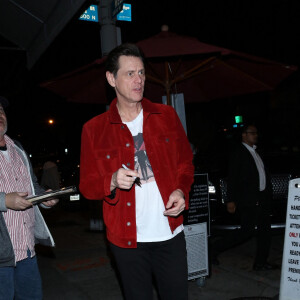 Jim Carrey est allé diner au restaurant Craig dans le quartier de West Hollywood à Los Angeles, le 18 février 2020 