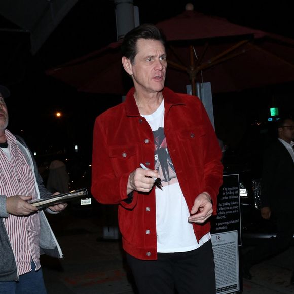 Jim Carrey est allé diner au restaurant Craig dans le quartier de West Hollywood à Los Angeles, le 18 février 2020 