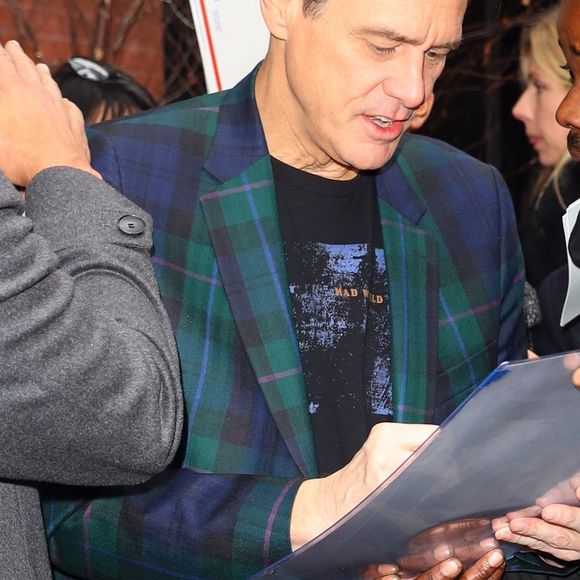 Jim Carrey arrive à Good Morning America à New York, le 4 février 2020. Jim a fière allure à son arrivée pour promouvoir le nouveau film Sonic The Hedgehog. 