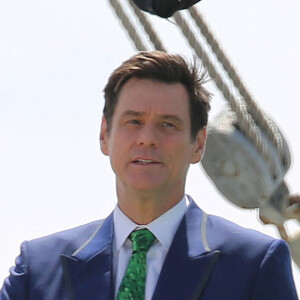 Exclusif - Jim Carrey sur le tournage de deuxième saison de la série Kidding à Los Angeles, le 22 juillet 2019.