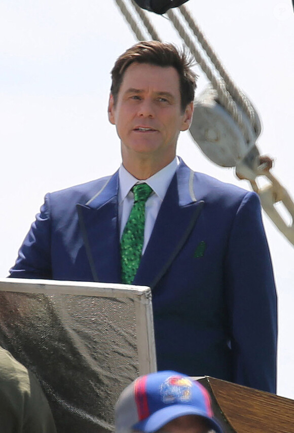 Exclusif - Jim Carrey sur le tournage de deuxième saison de la série Kidding à Los Angeles, le 22 juillet 2019.