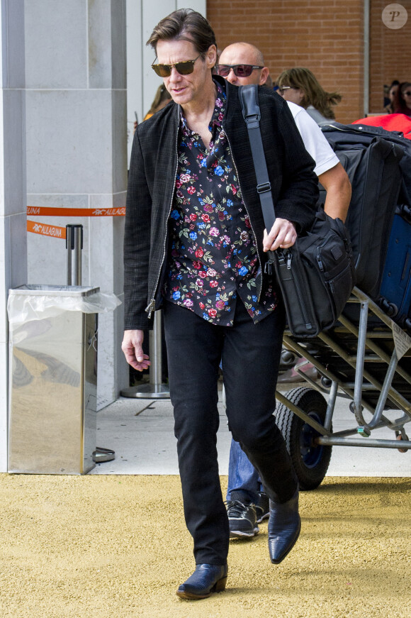 Jim Carrey à son arrivée à l'aéroport de Venise à l'occasion du 74ème Festival International du Film de Venise, la Mostra. Le 6 septembre 2017 