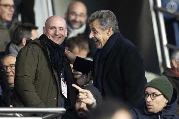 Nicolas Sarkozy - People dans les tribunes du match PSG Vs Lorient (5-1) au Parc des Princes à Paris le 3 avril 2022. © Agence/Bestimage