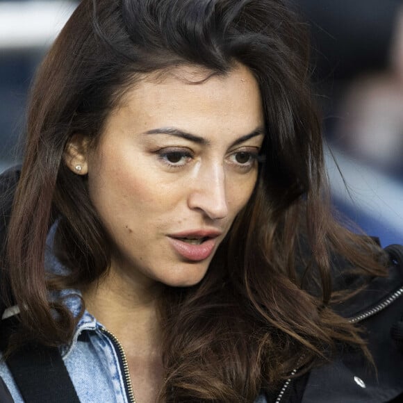 Rachel Legrain-Trapani (Miss France 2007) et son compagnon Valentin Léonard - People dans les tribunes du match PSG Vs Lorient (5-1) au Parc des Princes à Paris le 3 avril 2022. © Agence/Bestimage