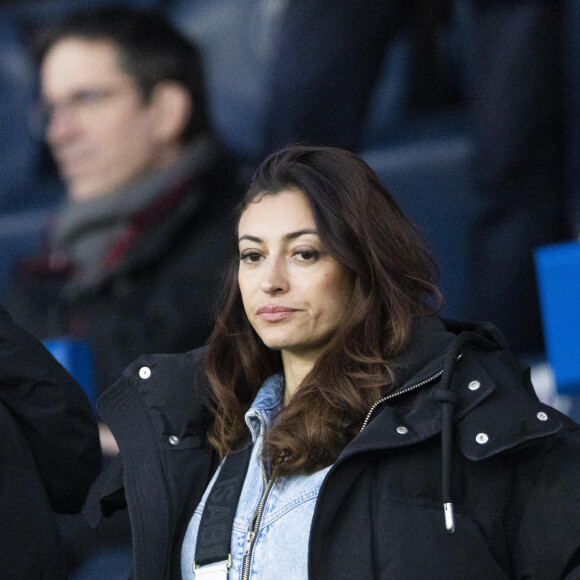 Rachel Legrain-Trapani (Miss France 2007) - People dans les tribunes du match PSG Vs Lorient (5-1) au Parc des Princes à Paris le 3 avril 2022. © Agence/Bestimage