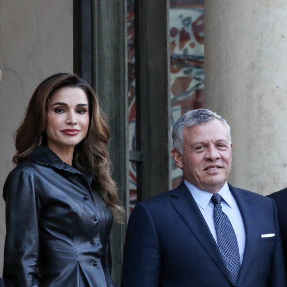 Le roi Abdallah II de Jordanie, la reine Rania - Le président de la République française et sa femme accueillent le roi et la reine de Jordanie au palais de l'Elysée à Paris le 29 mars 2019. © Stéphane Lemouton / Bestimage 