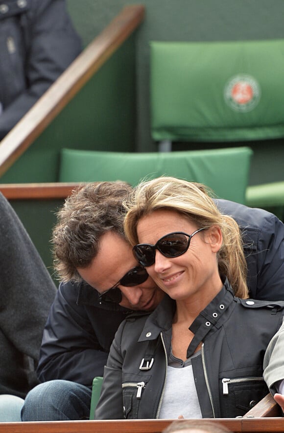Anne-Sophie Lapix et son mari Arthur Sadoun - Jour 8 - People aux Internationaux de France de tennis de Roland Garros a Paris le 2 juin 2013. 