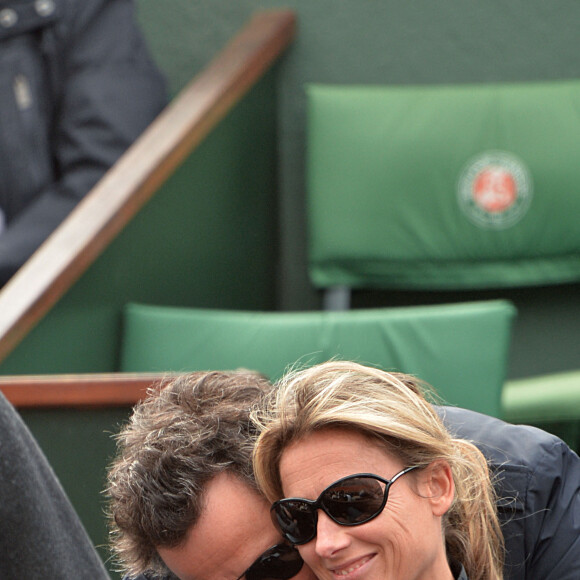 Anne-Sophie Lapix et son mari Arthur Sadoun - Jour 8 - People aux Internationaux de France de tennis de Roland Garros a Paris le 2 juin 2013. 