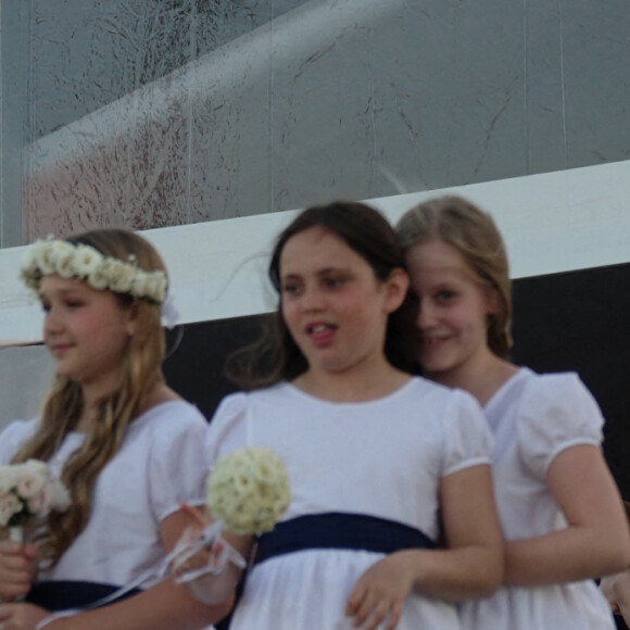 Exclusif - Harper Beckham - Les invités lors de la cérémonie de mariage de Brooklyn Beckham et Nicola Peltz à Palm Beach en Floride le 9 avril 2022.