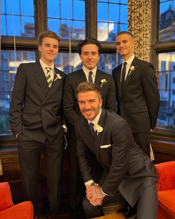 David Beckham et ses trois fils, Cruz, Brooklyn et Romeo @ Instagram / Victoria Beckham