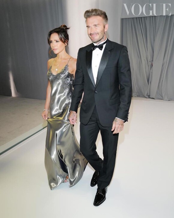 David Beckham et Victoria Beckham pendant la soirée du mariage de leur fils Brooklyn @ Instagram / David Beckham/ Vogue