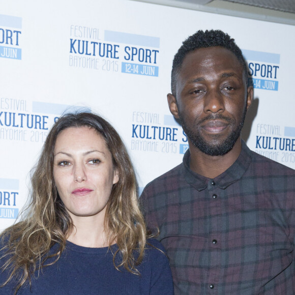 Karole Rocher et son compagnon Thomas Ngijol - Présentation du festival "Kulture Sport" lors d'une conférence de presse au cinéma Panthéon, à Paris le 24 novembre 2014.