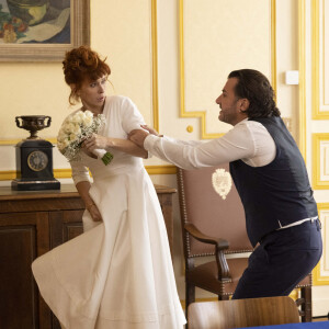 Exclusif - Michaël Youn et Audrey Fleurot - Séquence "Le mariage" - Tournage du téléfilm " Ils s'aiment... enfin presque ". © Cyril Moreau / Bestimage