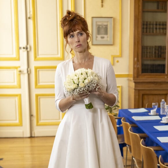 Exclusif - Audrey Fleurot - Séquence "Le mariage" - Tournage du téléfilm " Ils s'aiment... enfin presque ", qui sera diffusé le lundi 18 avril à 21h10 sur TF1. © Cyril Moreau / Bestimage