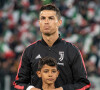 Cristiano Ronaldo et son fils Cristiano Ronaldo Jr. - C. Ronaldo fête en famille le titre de champion d'Italie avec son équipe la Juventus de Turin à Turin.