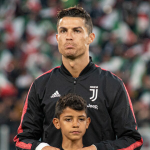 Cristiano Ronaldo et son fils Cristiano Ronaldo Jr. - C. Ronaldo fête en famille le titre de champion d'Italie avec son équipe la Juventus de Turin à Turin.