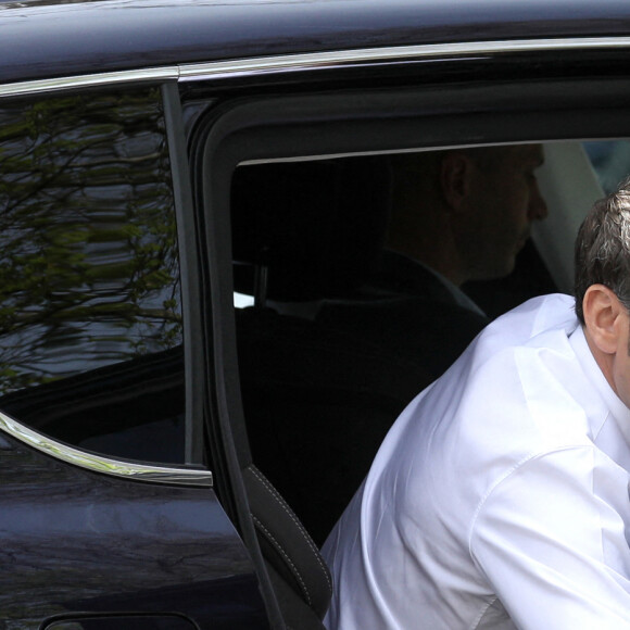 Le président de la République française et candidat du parti centriste La République en marche (LREM) à la réélection, Emmanuel Macron se rend à Mulhouse dans l'Est de la France, le 12 avril 2022, pour initier sa campagne en vue du second tour. © Stéphane Lemouton/Bestimage. 