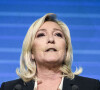 Marine Le Pen, Rassemblement National (RN) (23,6% et qualifiée pour le second tour) à son QG lors du premier tour des élections présidentielles, à Paris le 10 avril 2022. © JB Autissier / Panoramic / Bestimage 