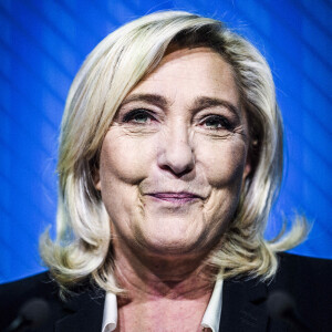 Marine Le Pen , Rassemblement National (RN) (23,6% et qualifiée pour le second tour) à son QG lors du premier tour des élections présidentielles, à Paris le 10 avril 2022. © JB Autissier / Panoramic / Bestimage 