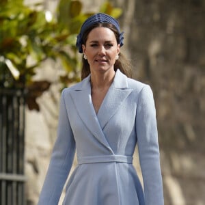 Catherine (Kate) Middleton, duchesse de Cambridge - La famille royale britannique quitte la chapelle Saint-Georges de Windsor après la messe de Pâques, le 17 avril 2022. 