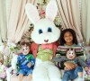 Kenna et Isaiah, les enfants de Christina Milian et M. Pokora, avec leur grande soeur Violet (fille aînee de Christina Milian) pour Pâques. Le 17 avril 2022.