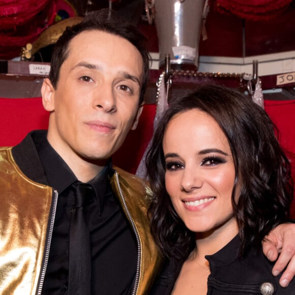 Info - La chanteuse Alizée est maman pour la deuxième fois d'une petite fille prénommée Maggy - Exclusif - Prix spécial - No Web - Grégoire Lyonnet et sa femme Alizée - Backstage de l'émission "Tous au Moulin Rouge pour le sidaction" au Moulin Rouge à Paris le 20 mars 2017. L'émission sera diffusée sur France 2 le samedi 25 mars à 21h00. © Cyril Moreau - Dominique Jacovides / Bestimage