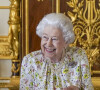 La reine Elizabeth II d'Angleterre lors de la commémoration du 70e anniversaire de la compagnie "Halcyon Days" au château de Windsor. Le 23 mars 2022.