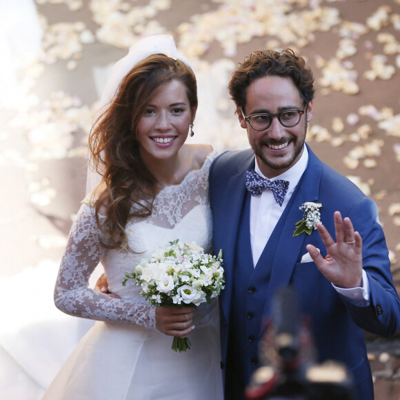 Mariage de Thomas Hollande et de la journaliste Emilie Broussouloux l'église de Meyssac en Corrèze, près de Brive, ville d'Emilie. © Patrick Bernard-Guillaume Collet / Bestimage