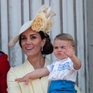 Catherine (Kate) Middleton, duchesse de Cambridge, le prince Louis de Cambridge - La famille royale au balcon du palais de Buckingham lors de la parade Trooping the Colour 2019, célébrant le 93ème anniversaire de la reine Elisabeth II, Londres, le 8 juin 2019.