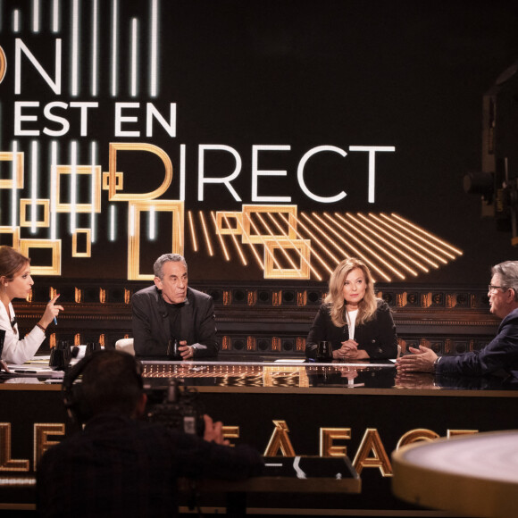 Exclusif - Laurent Ruquier, Léa Salamé, Thierry Ardisson, Valérie Trierweiler, Jean-Luc Mélenchon - Enregistrement de l'émission "On Est En Direct (OEED)" diffusée en direct le 30 avril sur France 2