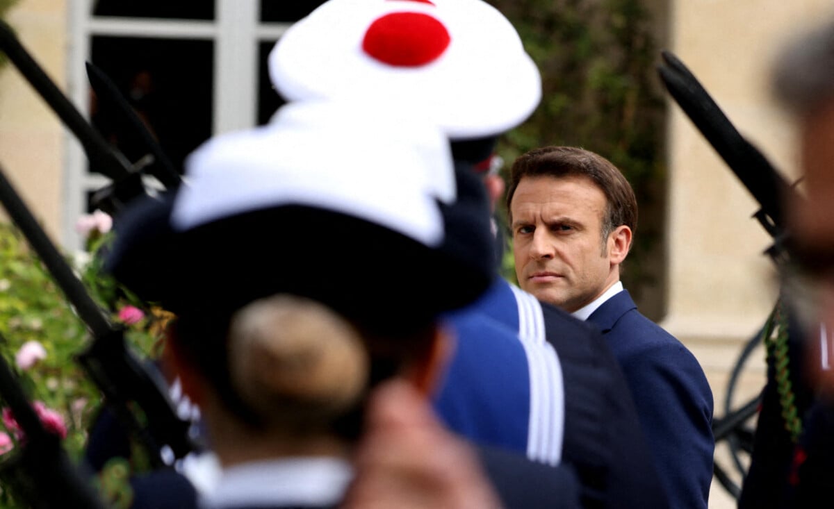 Photo : Le président de la république Emmanuel Macron lors du passage ...