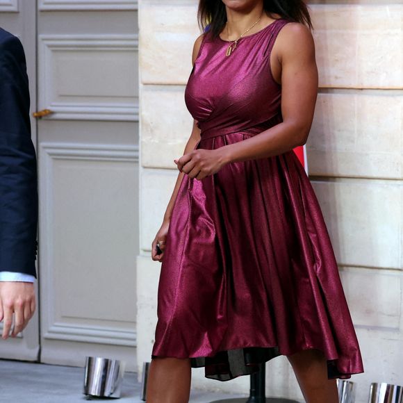 Estelle Mossely - Cérémonie d'investiture du président de la République, Emmanuel Macron au Palais de l'Elysée à Paris le 7 ami 2022, suite à sa réélection le 24 avril dernier. © Dominique Jacovides/Bestimage