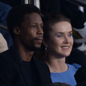Gaël Monfils et sa femme Elina Svitolin - People en tribunes du match de football en ligue 1 Uber Eats : Le PSG remporte la victoire contre Lyon au Parc des Princes à Paris.
