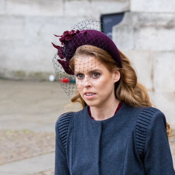 La princesse Beatrice d'York lors du service d'action de grâce en hommage au prince Philip, duc d'Edimbourg, à l'abbaye de Westminster à Londres, Royaume Uni, le 29 mars 2022.