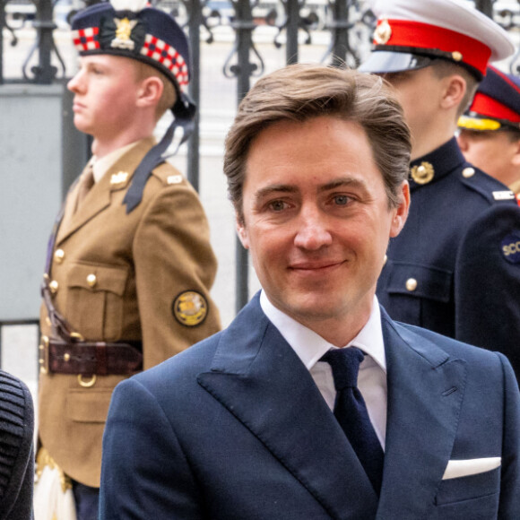 La princesse Beatrice d'York et son mari, Edoardo Mapelli Mozzi lors du service d'action de grâce en hommage au prince Philip, duc d'Edimbourg, à l'abbaye de Westminster à Londres, Royaume Uni, le 29 mars 2022.