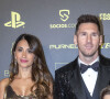 Lionel Messi (Ballon d'Or pour la 7ème fois) avec sa femme Antonella Roccuzzo et ses enfants Thiago, Mateo et Ciro - Photocall de la cérémonie du Ballon d'Or au Théâtre du Châtelet. © Cyril Moreau/Bestimage