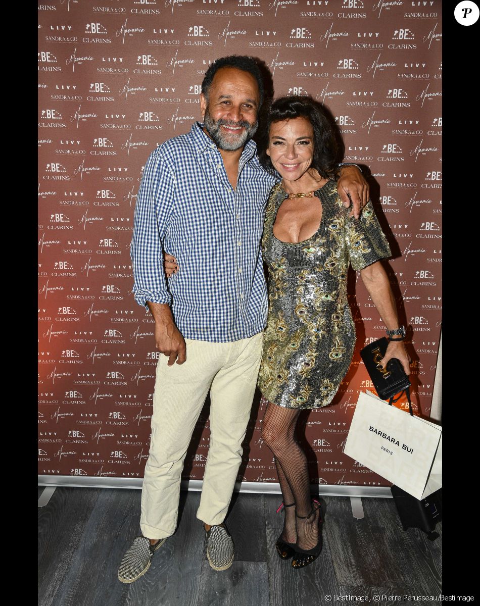 Exclusif - Yannig Samot et Sandra Sisley - Soirée du 49ème anniversaire de Sandra Sisley (née le 25 avril) et les 6 ans de "Retrouvite" avec son mari Tomer au restaurant Mamamia à Paris © Pierre Perusseau/Bestimage