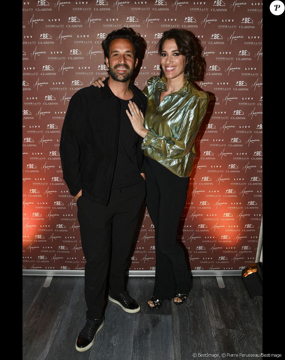 Exclusif - Laurie Cholewa et son mari Greg Levy - Soirée du 49ème anniversaire de Sandra Sisley (née le 25 avril) et les 6 ans de "Retrouvite" avec son mari Tomer au restaurant Mamamia à Paris © Pierre Perusseau/Bestimage