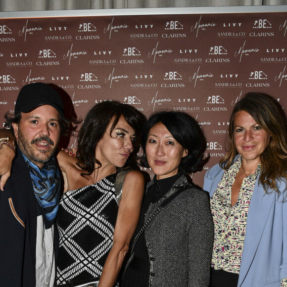 Exclusif - Eric Zion Jaoui, Sandra Sisley (robe Ungaro), Fleur Pellerin et une amie - Soirée du 49ème anniversaire de Sandra Sisley (née le 25 avril) et les 6 ans de "Retrouvite" avec son mari Tomer au restaurant Mamamia à Paris © Pierre Perusseau/Bestimage