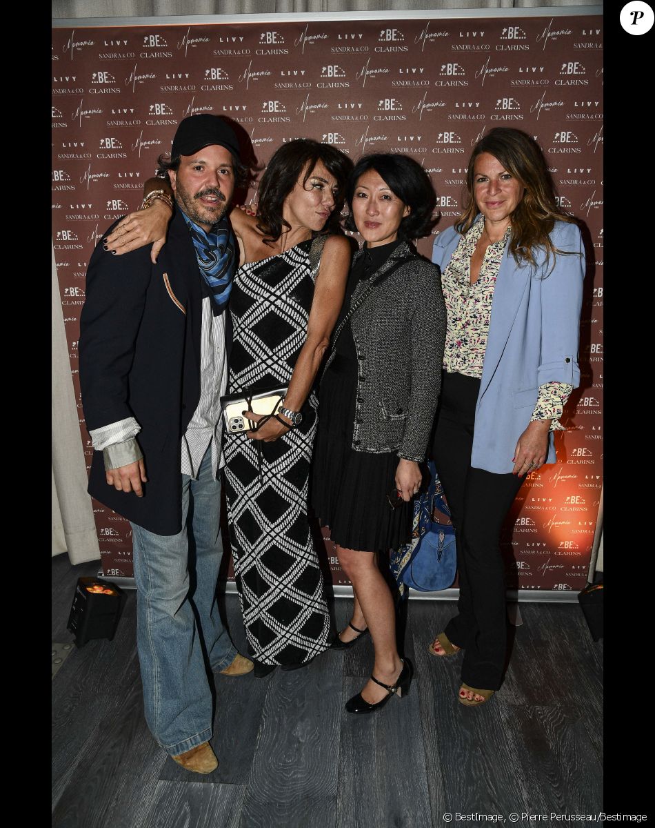 Exclusif - Eric Zion Jaoui, Sandra Sisley (robe Ungaro), Fleur Pellerin et une amie - Soirée du 49ème anniversaire de Sandra Sisley (née le 25 avril) et les 6 ans de "Retrouvite" avec son mari Tomer au restaurant Mamamia à Paris © Pierre Perusseau/Bestimage