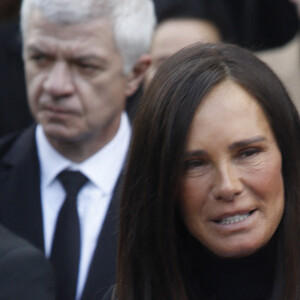 Nathalie Marquay-Pernaut- Sorties des obsèques de Jean-Pierre Pernaut en la Basilique Sainte-Clotilde à Paris, France, le 9 mars 2022. © Denis Guignebourg/BestImage