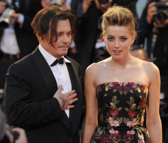 Johnny Depp et sa femme Amber Heard - Tapis rouge du film "The Danish Girl" lors du 72ème festival du film de Venise
