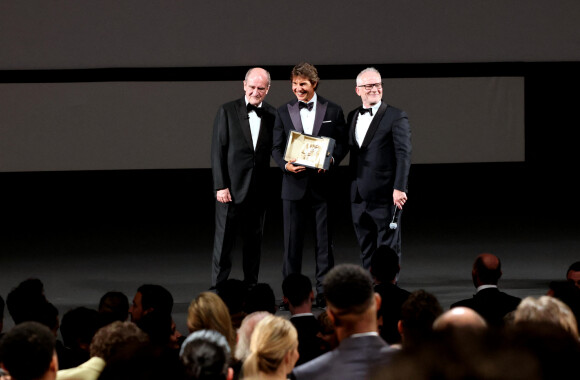Pierre Lescure, Thierry Frémaux - Remise de la palme d'honneur à Tom Cruise lors du 75ème Festival International du Film de Cannes. Le 18 mai 2022 © Dominique Jacovides / Bestimage 