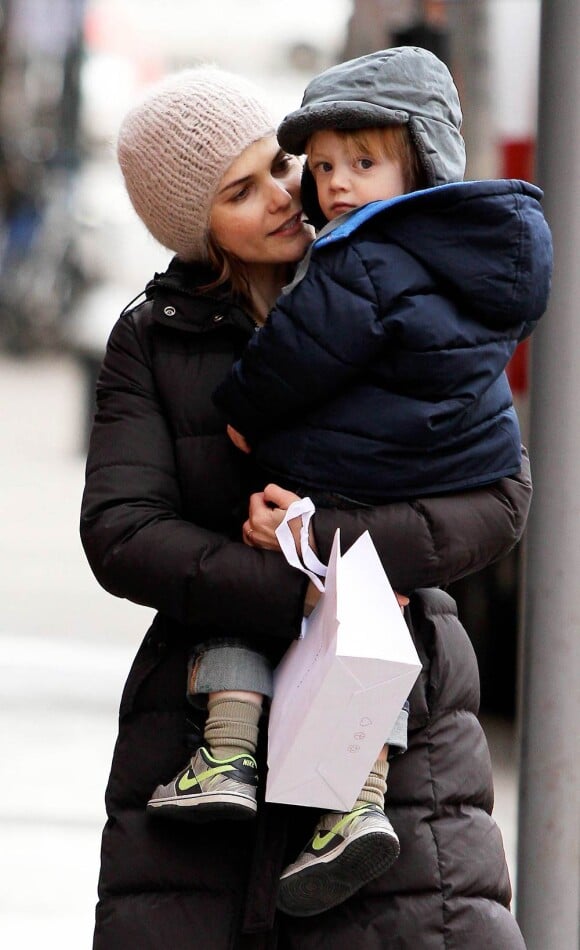 Keri Russell et son fils River à New York, le 29 janvier 2010