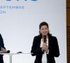 Le président Emmanuel Macron, Agnès Buzyn - Cérémonie d'installation de l'académie de l'Organisation mondiale de la santé à Lyon le 27 septembre 2021. © Bony / Pool / Bestimage 